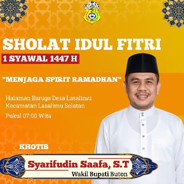 Wakil Bupati Buton akan Pimpin Sholat Id dan Jadi Khotib Idul Fitri 1447 H di Lasalimu Selatan