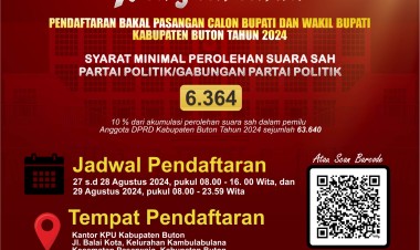 KPU Buton Buka Pendaftaran Paslon Bupati dan Wakil Bupati