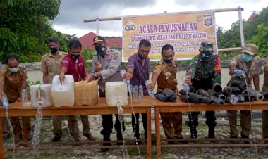 Polsek Siompu Musnahkan Barang Bukti Miras dan Knalpot Racing