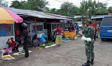 Koramil 1413-02/Pasarwajo Gencar Himbau Penerapan Prokes di Pasar Tradisional