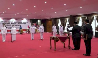 Ali Mazi Resmi Lantik Bupati Buton Utara, Kolaka Timur dan Konawe Kepulauan