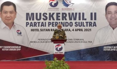 Komunikasi Politik Lukman Abunawas saat Membuka Musyawarah Kerja Partai Perindo Sultra