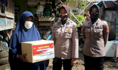 HKGB ke-69, Anggota Bhayangkari dan Polwan Polres Buton Berbagi Sembako