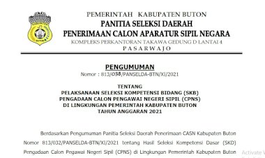 Pengumuman Jadwal Tes dan Ketentuan Pelaksanaan SKB CPNS 2021 Lingkup Kabupaten Buton