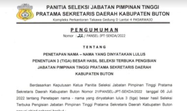 Tiga Calon Sekda Buton Lulus Seleksi, Siapa Saja?
