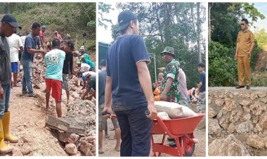 Gunakan CSR PT. WIKA Bitumen, Warga Desa Banabungi Gotong Royong Bangun TPT TPU